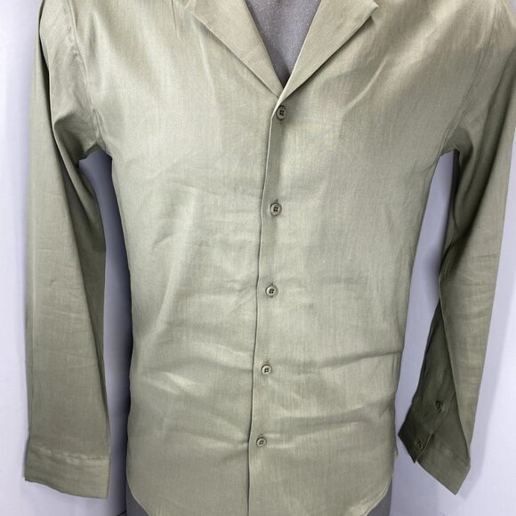 NEW ICON Amsterdam Men’s Linen Long-Sleeve Button-Up Shirt – Olive – Size M - Picture 1 of 8